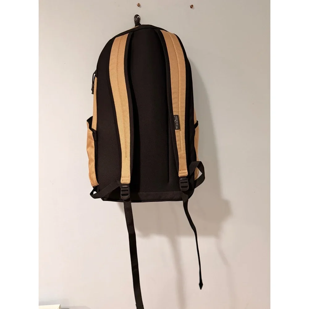 JanSport Backpack Tan Black Laptop Sleeve School Travel Bag JS0A4QUT